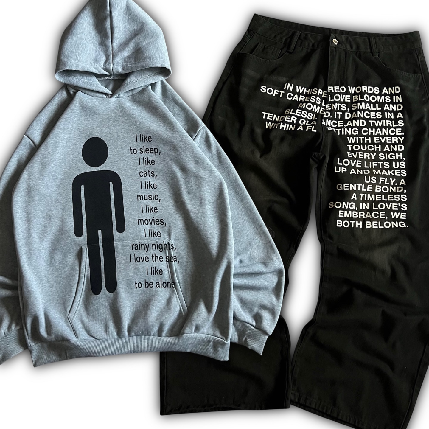 Streetwear Zipper - Jeans con Motivi Letterari Stile Americano