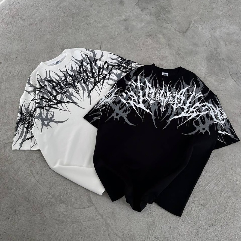 Streetwear Brand Font - T-shirt Oversize Unisex Y2K Goth Streetwear,