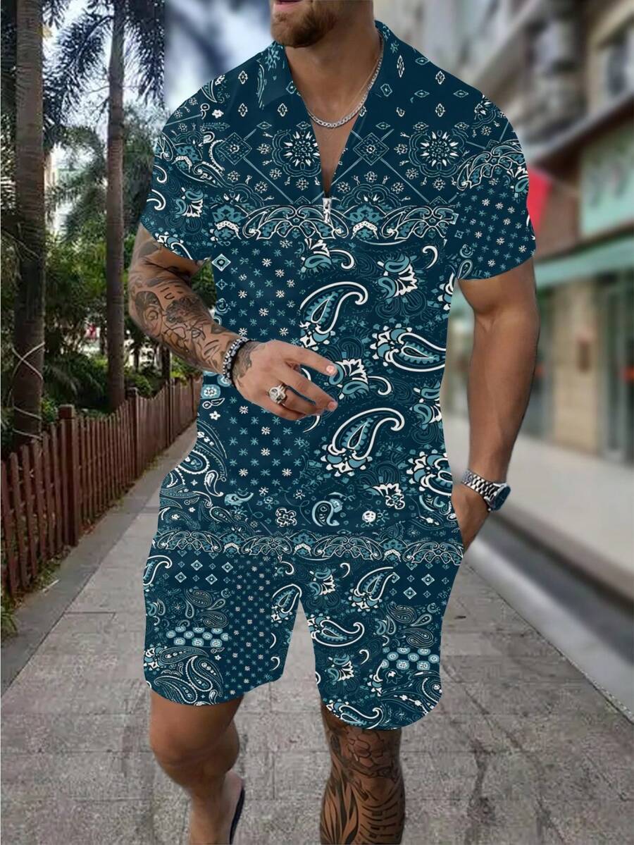 Streetwear Zipper - Completo Estivo da Uomo con Stampa